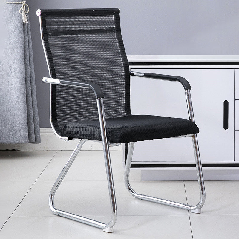 Medium/High Back Office Chair Fixed Armchair with Fabric Sponge Cushion Black 1 Piece Mid-Back (14-22 in.) Clearhalo 'furn' 'furn_office_chair' 'Furniture' 'Office Chairs' 'Office Furniture' 'office_chair' 5497046