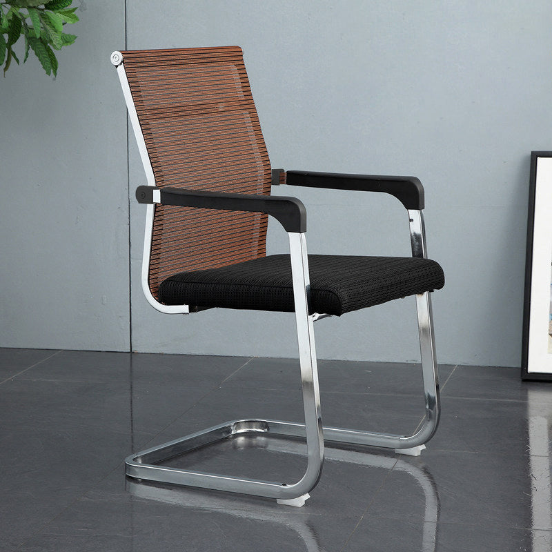 Medium/High Back Office Chair Fixed Armchair with Fabric Sponge Cushion Orange 1 Piece Mid-Back (14-22 in.) Clearhalo 'furn' 'furn_office_chair' 'Furniture' 'Office Chairs' 'Office Furniture' 'office_chair' 5497066