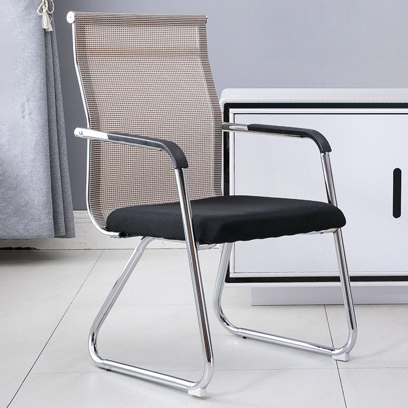 Medium/High Back Office Chair Fixed Armchair with Fabric Sponge Cushion Off-White 1 Piece Mid-Back (14-22 in.) Clearhalo 'furn' 'furn_office_chair' 'Furniture' 'Office Chairs' 'Office Furniture' 'office_chair' 5497070