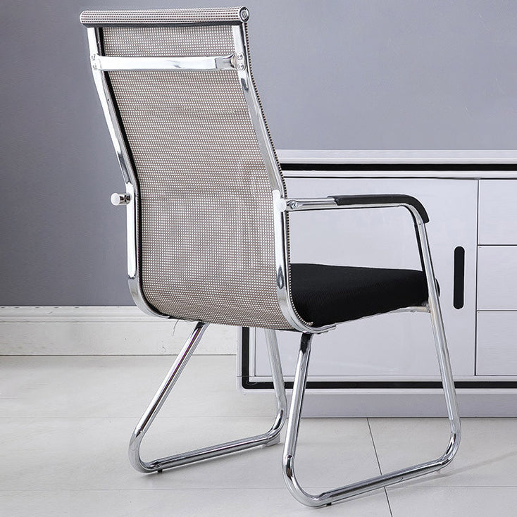 Medium/High Back Office Chair Fixed Armchair with Fabric Sponge Cushion Off-White 1 Piece High-Back (Over 22 in.) Clearhalo 'furn' 'furn_office_chair' 'Furniture' 'Office Chairs' 'Office Furniture' 'office_chair' 5497071