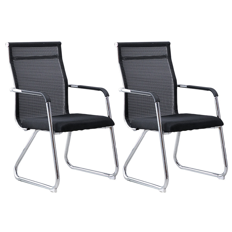 Medium/High Back Office Chair Fixed Armchair with Fabric Sponge Cushion Black 2 Piece Set Mid-Back (14-22 in.) Clearhalo 'furn' 'furn_office_chair' 'Furniture' 'Office Chairs' 'Office Furniture' 'office_chair' 5497072