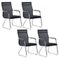 Medium/High Back Office Chair Fixed Armchair with Fabric Sponge Cushion Black 4 Piece Set Mid-Back (14-22 in.) Clearhalo 'furn' 'furn_office_chair' 'Furniture' 'Office Chairs' 'Office Furniture' 'office_chair' 5497073