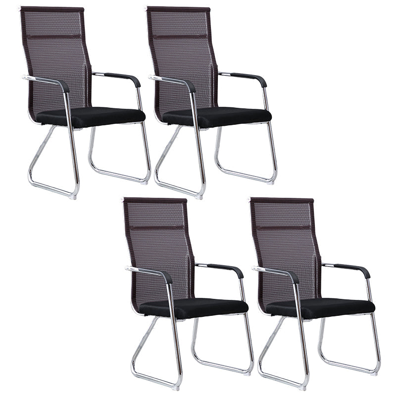 Medium/High Back Office Chair Fixed Armchair with Fabric Sponge Cushion Black 4 Piece Set High-Back (Over 22 in.) Clearhalo 'furn' 'furn_office_chair' 'Furniture' 'Office Chairs' 'Office Furniture' 'office_chair' 5497075