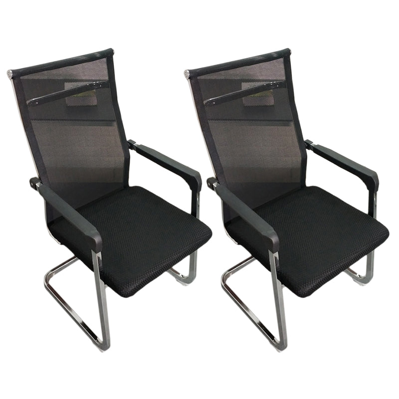 Medium/High Back Office Chair Fixed Armchair with Fabric Sponge Cushion Matte Black 2 Piece Set High-Back (Over 22 in.) Clearhalo 'furn' 'furn_office_chair' 'Furniture' 'Office Chairs' 'Office Furniture' 'office_chair' 5497078