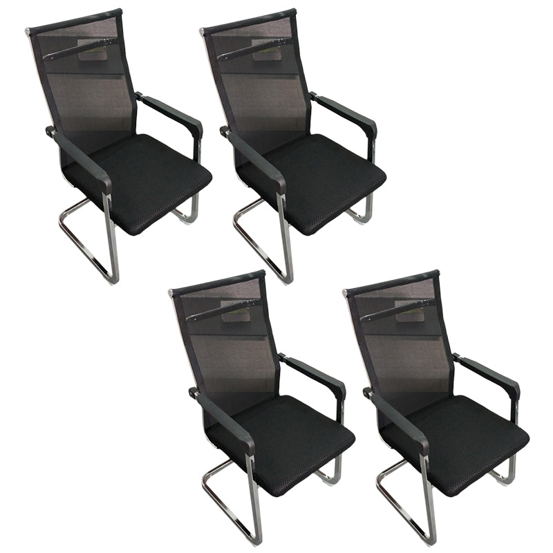 Medium/High Back Office Chair Fixed Armchair with Fabric Sponge Cushion Matte Black 4 Piece Set High-Back (Over 22 in.) Clearhalo 'furn' 'furn_office_chair' 'Furniture' 'Office Chairs' 'Office Furniture' 'office_chair' 5497079