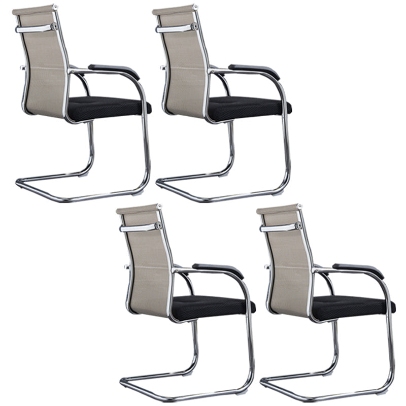 Medium/High Back Office Chair Fixed Armchair with Fabric Sponge Cushion Beige 4 Piece Set Mid-Back (14-22 in.) Clearhalo 'furn' 'furn_office_chair' 'Furniture' 'Office Chairs' 'Office Furniture' 'office_chair' 5497081