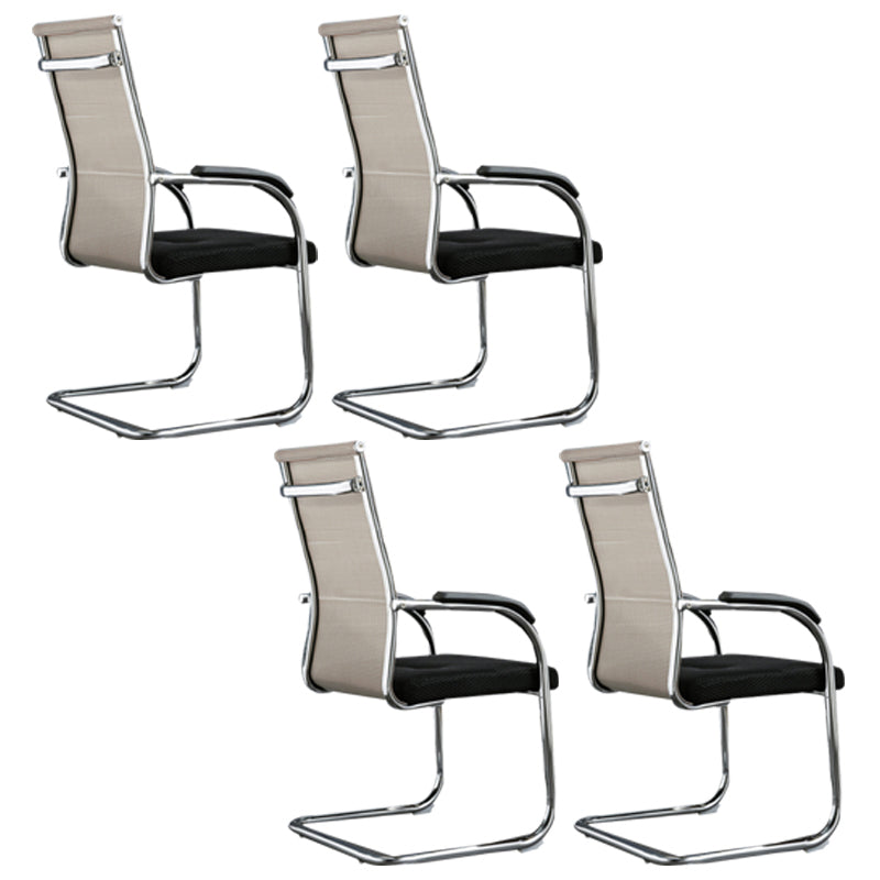 Medium/High Back Office Chair Fixed Armchair with Fabric Sponge Cushion Beige 4 Piece Set High-Back (Over 22 in.) Clearhalo 'furn' 'furn_office_chair' 'Furniture' 'Office Chairs' 'Office Furniture' 'office_chair' 5497083