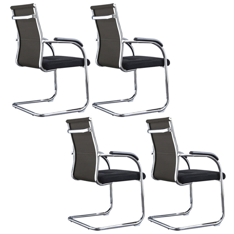 Medium/High Back Office Chair Fixed Armchair with Fabric Sponge Cushion Antique Black 4 Piece Set Mid-Back (14-22 in.) Clearhalo 'furn' 'furn_office_chair' 'Furniture' 'Office Chairs' 'Office Furniture' 'office_chair' 5497085