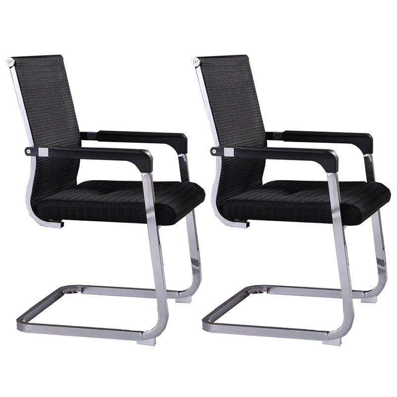 Medium/High Back Office Chair Fixed Armchair with Fabric Sponge Cushion Textured Black 2 Piece Set Mid-Back (14-22 in.) Clearhalo 'furn' 'furn_office_chair' 'Furniture' 'Office Chairs' 'Office Furniture' 'office_chair' 5497088