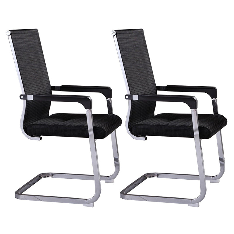 Medium/High Back Office Chair Fixed Armchair with Fabric Sponge Cushion Textured Black 2 Piece Set High-Back (Over 22 in.) Clearhalo 'furn' 'furn_office_chair' 'Furniture' 'Office Chairs' 'Office Furniture' 'office_chair' 5497090