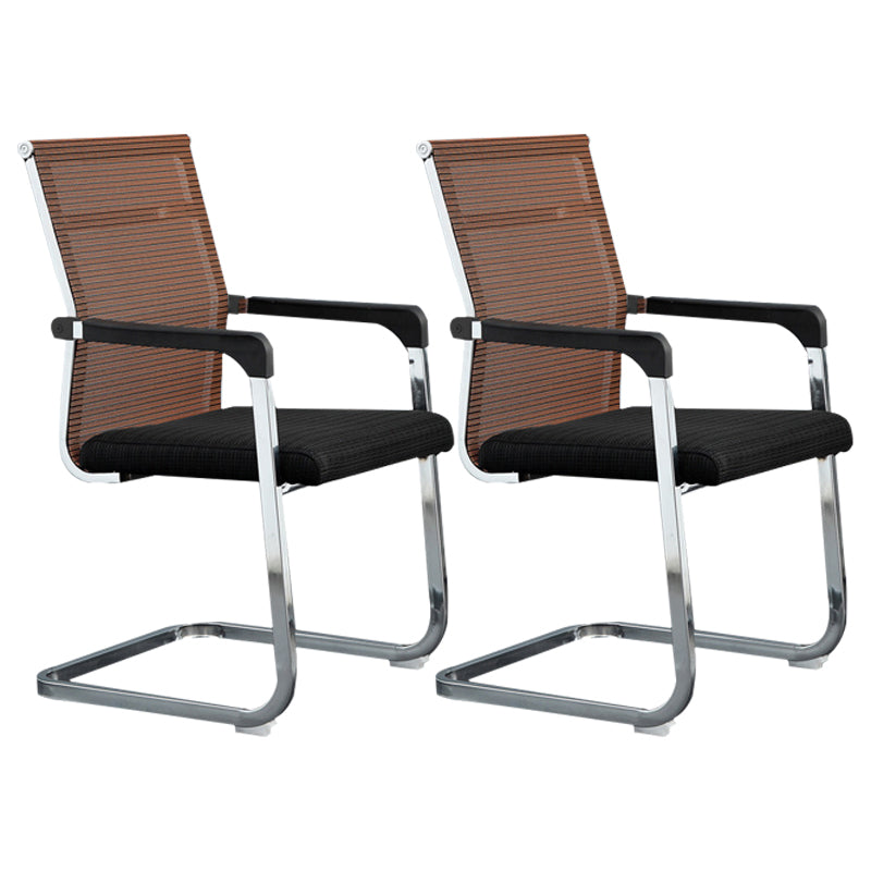 Medium/High Back Office Chair Fixed Armchair with Fabric Sponge Cushion Orange 2 Piece Set Mid-Back (14-22 in.) Clearhalo 'furn' 'furn_office_chair' 'Furniture' 'Office Chairs' 'Office Furniture' 'office_chair' 5497092