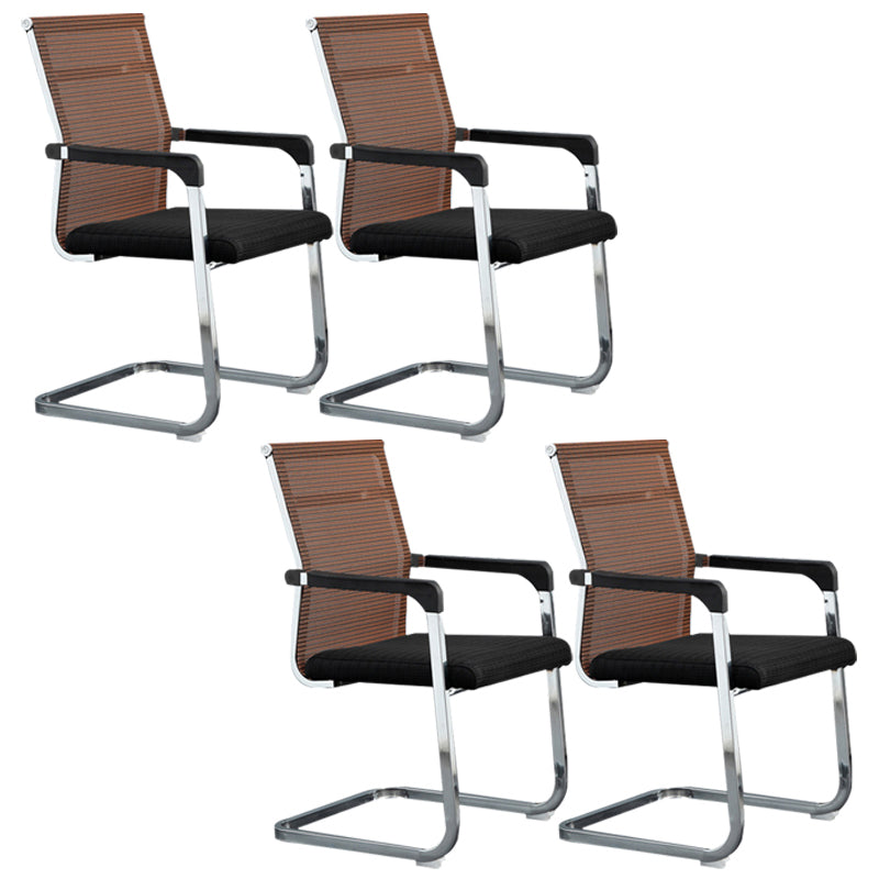 Medium/High Back Office Chair Fixed Armchair with Fabric Sponge Cushion Orange 4 Piece Set Mid-Back (14-22 in.) Clearhalo 'furn' 'furn_office_chair' 'Furniture' 'Office Chairs' 'Office Furniture' 'office_chair' 5497093