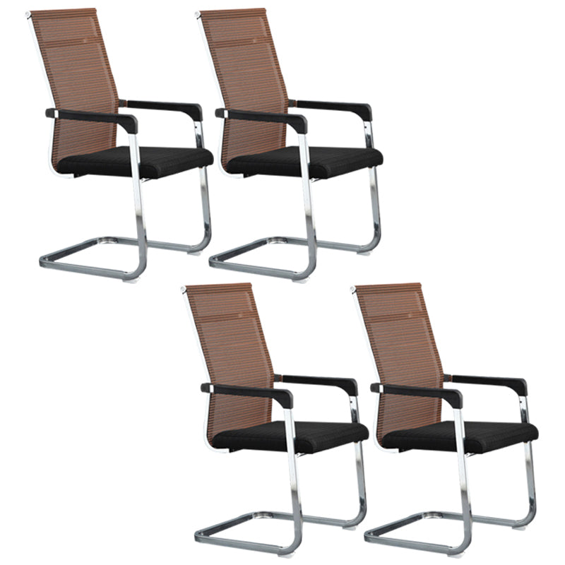 Medium/High Back Office Chair Fixed Armchair with Fabric Sponge Cushion Orange 4 Piece Set High-Back (Over 22 in.) Clearhalo 'furn' 'furn_office_chair' 'Furniture' 'Office Chairs' 'Office Furniture' 'office_chair' 5497095