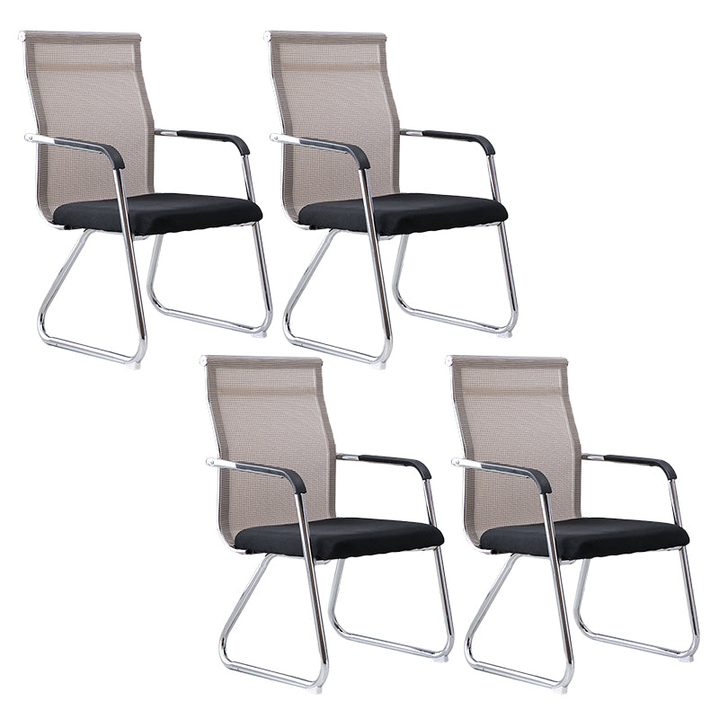 Medium/High Back Office Chair Fixed Armchair with Fabric Sponge Cushion Off-White 4 Piece Set Mid-Back (14-22 in.) Clearhalo 'furn' 'furn_office_chair' 'Furniture' 'Office Chairs' 'Office Furniture' 'office_chair' 5497097