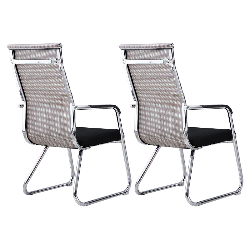 Medium/High Back Office Chair Fixed Armchair with Fabric Sponge Cushion Off-White 2 Piece Set High-Back (Over 22 in.) Clearhalo 'furn' 'furn_office_chair' 'Furniture' 'Office Chairs' 'Office Furniture' 'office_chair' 5497098