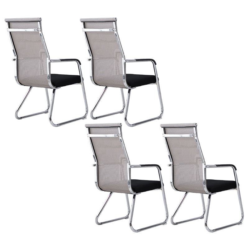 Medium/High Back Office Chair Fixed Armchair with Fabric Sponge Cushion Off-White 4 Piece Set High-Back (Over 22 in.) Clearhalo 'furn' 'furn_office_chair' 'Furniture' 'Office Chairs' 'Office Furniture' 'office_chair' 5497099