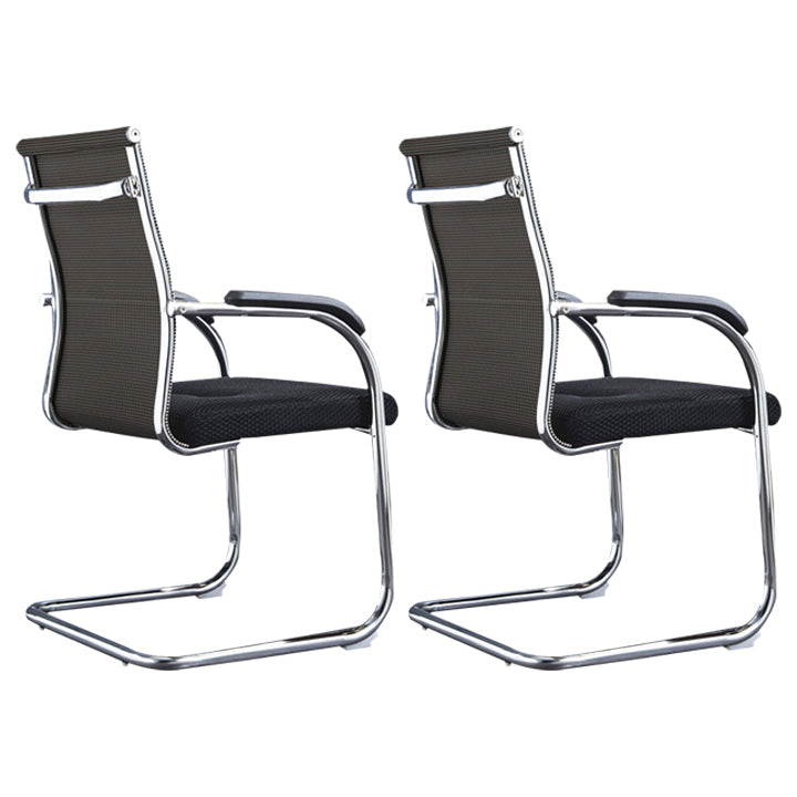 Modern Style Microfiber Office Chair Chrome Metal Base Desk Chair Black 2 Piece Set Mid-Back (14-22 in.) Clearhalo 'furn' 'furn_office_chair' 'Furniture' 'Office Chairs' 'Office Furniture' 'office_chair' 5497109