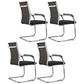 Modern Style Microfiber Office Chair Chrome Metal Base Desk Chair Black 4 Piece Set Mid-Back (14-22 in.) Clearhalo 'furn' 'furn_office_chair' 'Furniture' 'Office Chairs' 'Office Furniture' 'office_chair' 5497111