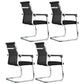 Modern Style Microfiber Office Chair Chrome Metal Base Desk Chair Matte Black 4 Piece Set Mid-Back (14-22 in.) Clearhalo 'furn' 'furn_office_chair' 'Furniture' 'Office Chairs' 'Office Furniture' 'office_chair' 5497117