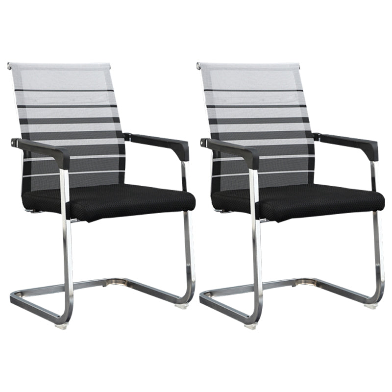 Modern Style Microfiber Office Chair Chrome Metal Base Desk Chair Grey 2 Piece Set Mid-Back (14-22 in.) Clearhalo 'furn' 'furn_office_chair' 'Furniture' 'Office Chairs' 'Office Furniture' 'office_chair' 5497121