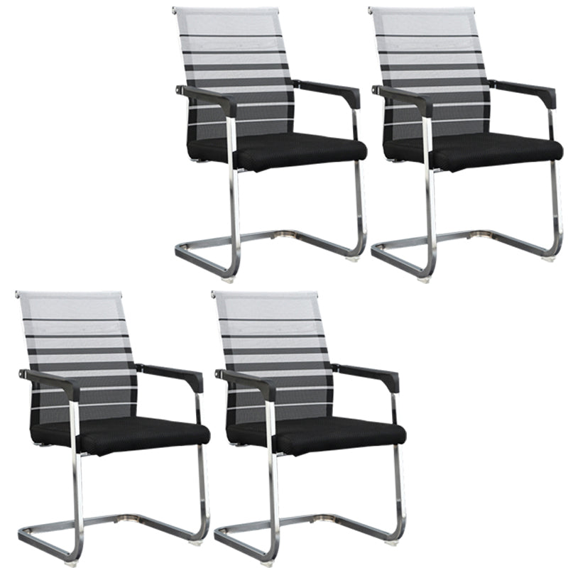 Modern Style Microfiber Office Chair Chrome Metal Base Desk Chair Grey 4 Piece Set Mid-Back (14-22 in.) Clearhalo 'furn' 'furn_office_chair' 'Furniture' 'Office Chairs' 'Office Furniture' 'office_chair' 5497122