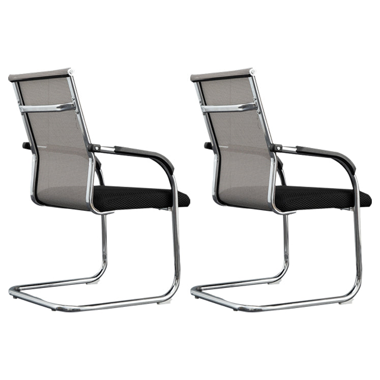 Modern Style Microfiber Office Chair Chrome Metal Base Desk Chair Beige 2 Piece Set Mid-Back (14-22 in.) Clearhalo 'furn' 'furn_office_chair' 'Furniture' 'Office Chairs' 'Office Furniture' 'office_chair' 5497125