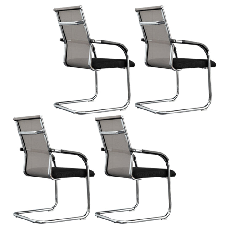 Modern Style Microfiber Office Chair Chrome Metal Base Desk Chair Beige 4 Piece Set Mid-Back (14-22 in.) Clearhalo 'furn' 'furn_office_chair' 'Furniture' 'Office Chairs' 'Office Furniture' 'office_chair' 5497126