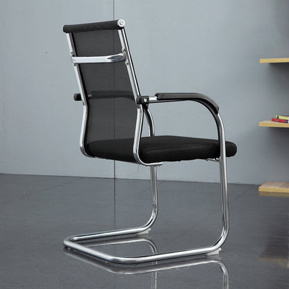 Modern Style Microfiber Office Chair Chrome Metal Base Desk Chair Textured Black 1 Piece Mid-Back (14-22 in.) Clearhalo 'furn' 'furn_office_chair' 'Furniture' 'Office Chairs' 'Office Furniture' 'office_chair' 5497130