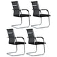 Modern Style Microfiber Office Chair Chrome Metal Base Desk Chair Textured Black 4 Piece Set Mid-Back (14-22 in.) Clearhalo 'furn' 'furn_office_chair' 'Furniture' 'Office Chairs' 'Office Furniture' 'office_chair' 5497132