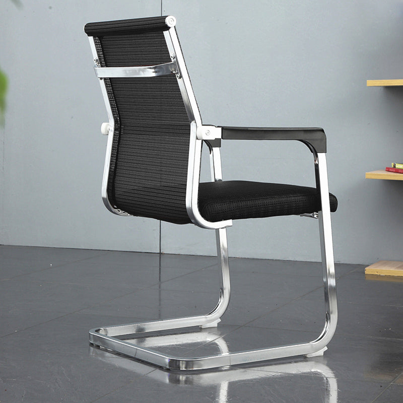Modern Style Microfiber Office Chair Chrome Metal Base Desk Chair Black-Gray 1 Piece Mid-Back (14-22 in.) Clearhalo 'furn' 'furn_office_chair' 'Furniture' 'Office Chairs' 'Office Furniture' 'office_chair' 5497133