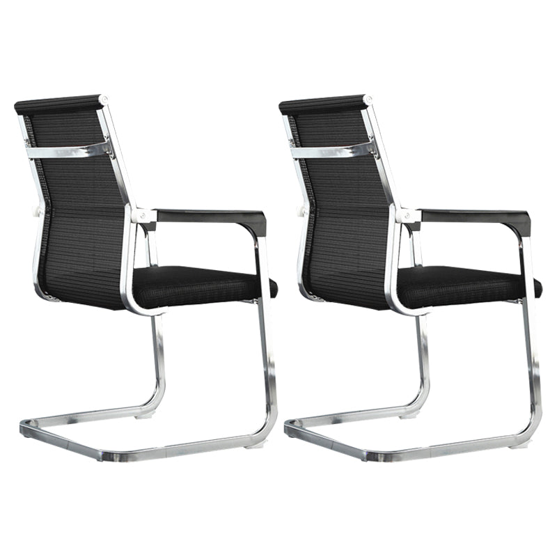 Modern Style Microfiber Office Chair Chrome Metal Base Desk Chair Black-Gray 2 Piece Set Mid-Back (14-22 in.) Clearhalo 'furn' 'furn_office_chair' 'Furniture' 'Office Chairs' 'Office Furniture' 'office_chair' 5497134