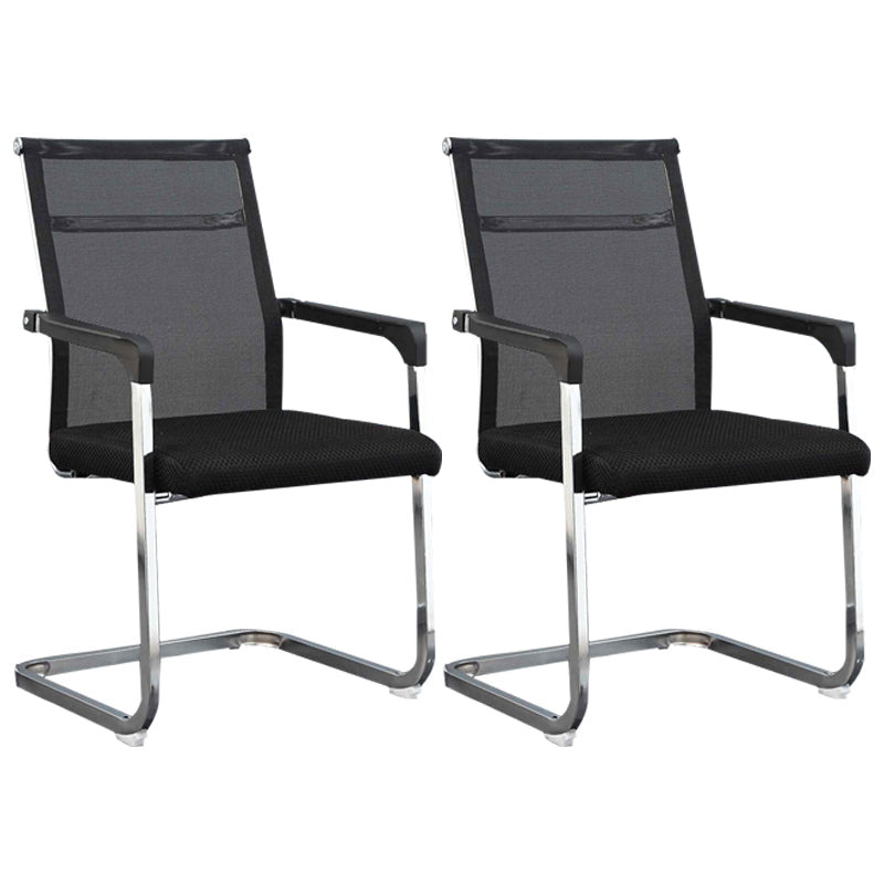 Modern Style Microfiber Office Chair Chrome Metal Base Desk Chair Dark Gray-Black 2 Piece Set Mid-Back (14-22 in.) Clearhalo 'furn' 'furn_office_chair' 'Furniture' 'Office Chairs' 'Office Furniture' 'office_chair' 5497137
