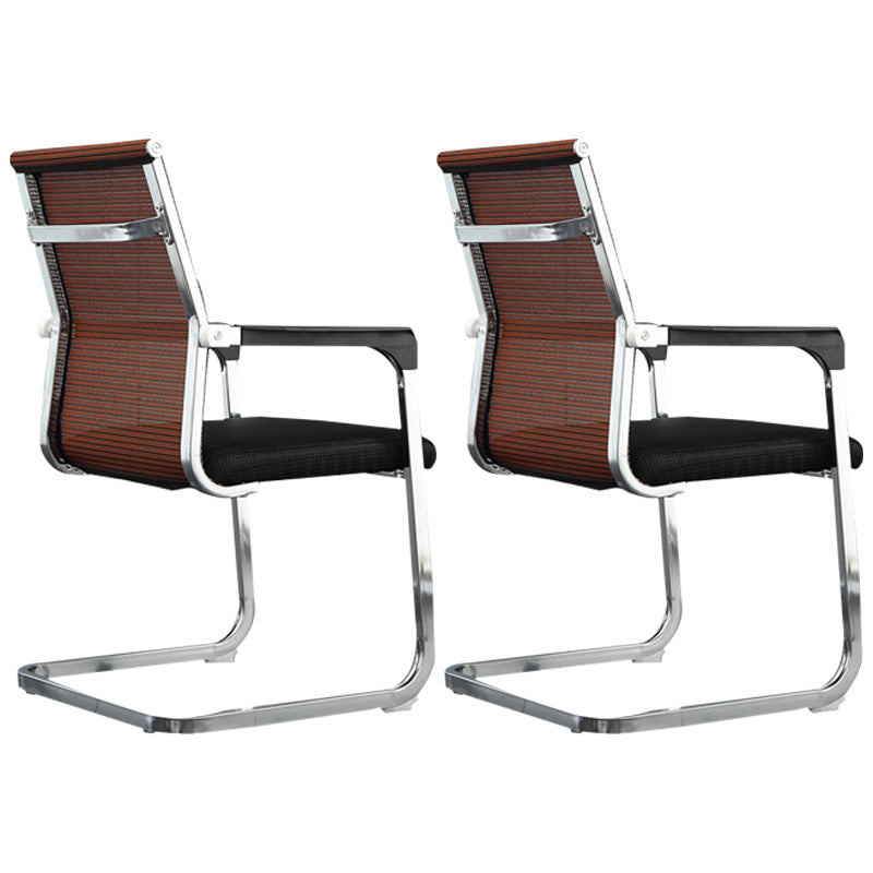 Modern Style Microfiber Office Chair Chrome Metal Base Desk Chair Orange 2 Piece Set Mid-Back (14-22 in.) Clearhalo 'furn' 'furn_office_chair' 'Furniture' 'Office Chairs' 'Office Furniture' 'office_chair' 5497140