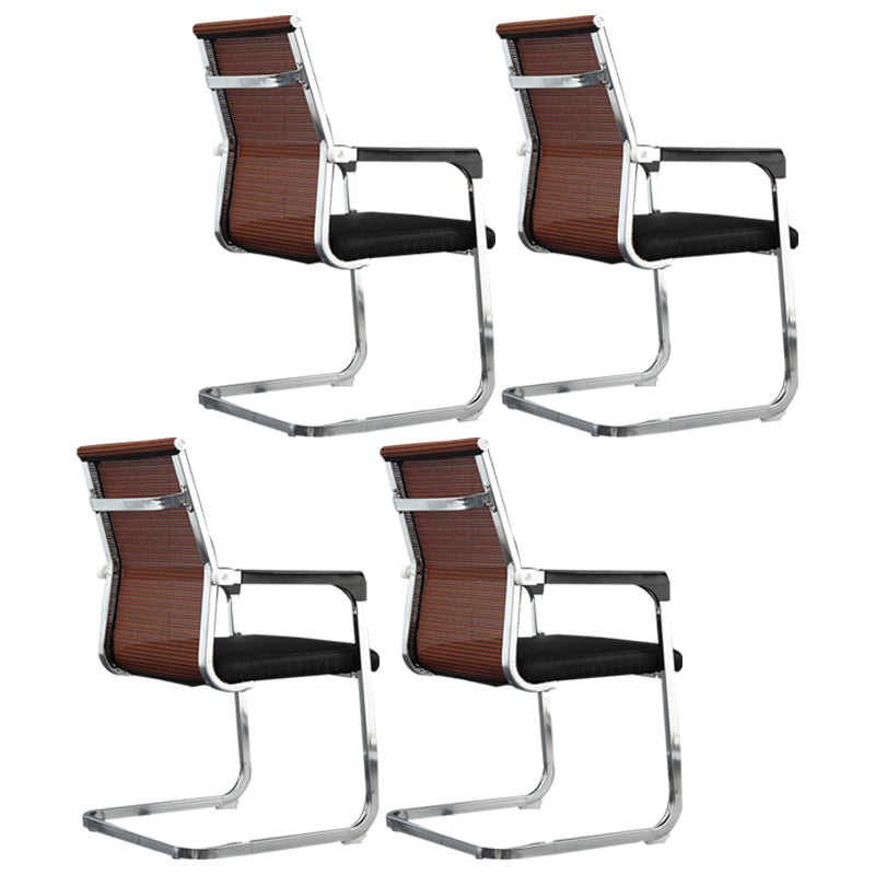 Modern Style Microfiber Office Chair Chrome Metal Base Desk Chair Orange 4 Piece Set Mid-Back (14-22 in.) Clearhalo 'furn' 'furn_office_chair' 'Furniture' 'Office Chairs' 'Office Furniture' 'office_chair' 5497141
