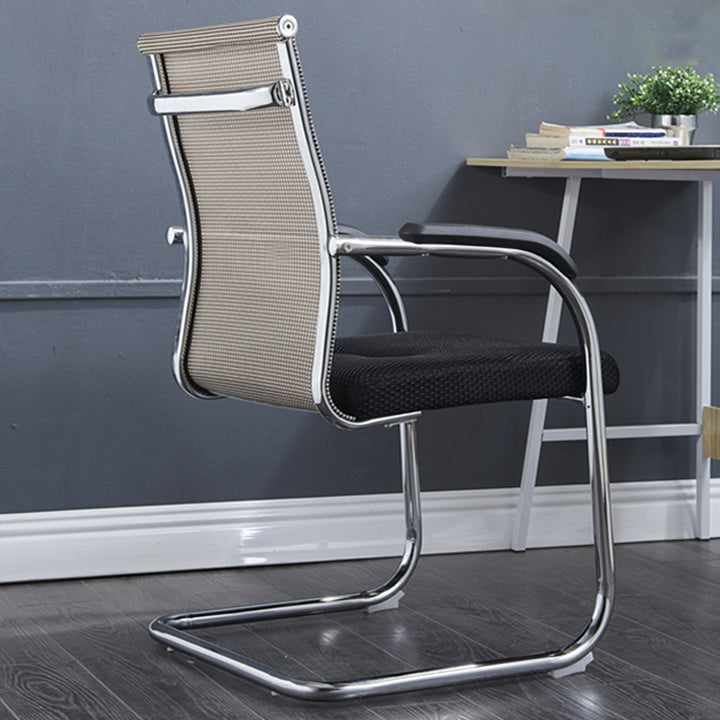 Modern Style Microfiber Office Chair Chrome Metal Base Desk Chair Off-White 1 Piece Mid-Back (14-22 in.) Clearhalo 'furn' 'furn_office_chair' 'Furniture' 'Office Chairs' 'Office Furniture' 'office_chair' 5497142