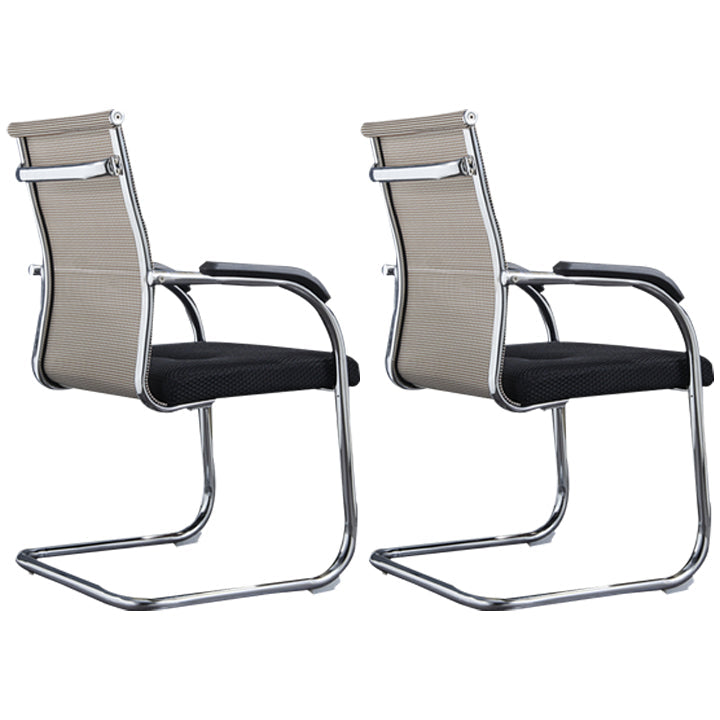 Modern Style Microfiber Office Chair Chrome Metal Base Desk Chair Off-White 2 Piece Set Mid-Back (14-22 in.) Clearhalo 'furn' 'furn_office_chair' 'Furniture' 'Office Chairs' 'Office Furniture' 'office_chair' 5497143
