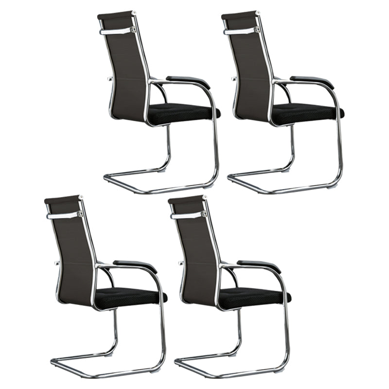 Modern Style Microfiber Office Chair Chrome Metal Base Desk Chair Black 4 Piece Set High-Back (Over 22 in.) Clearhalo 'furn' 'furn_office_chair' 'Furniture' 'Office Chairs' 'Office Furniture' 'office_chair' 5497147