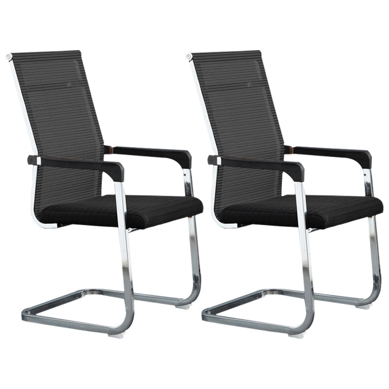 Modern Style Microfiber Office Chair Chrome Metal Base Desk Chair Matte Black 2 Piece Set High-Back (Over 22 in.) Clearhalo 'furn' 'furn_office_chair' 'Furniture' 'Office Chairs' 'Office Furniture' 'office_chair' 5497149