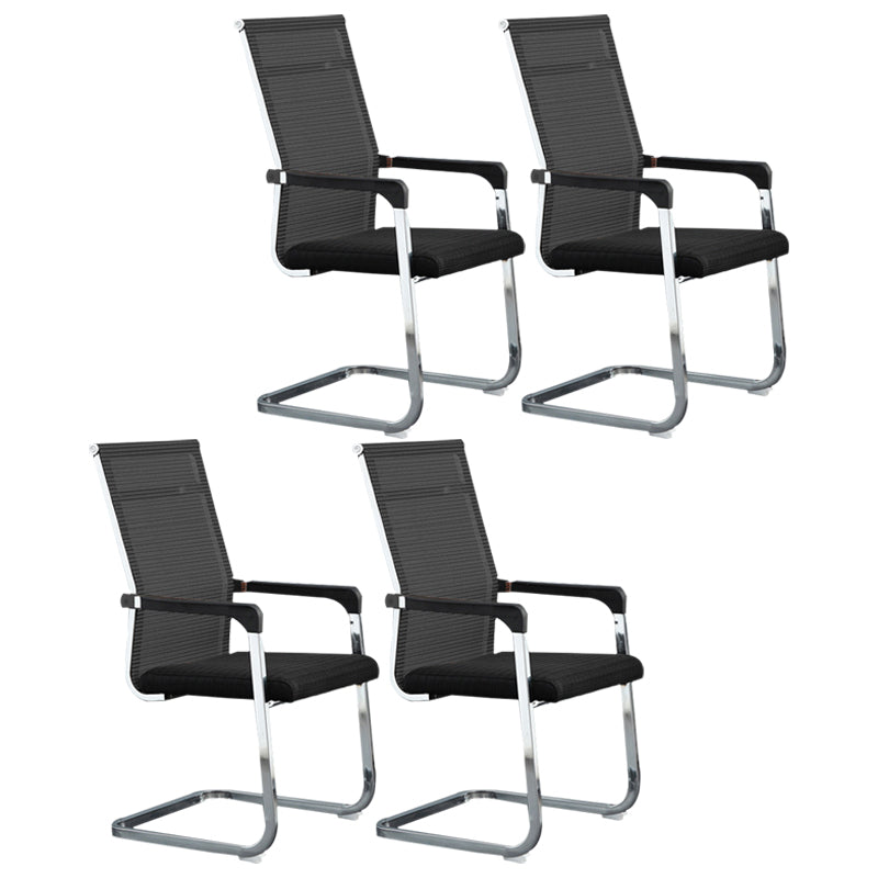 Modern Style Microfiber Office Chair Chrome Metal Base Desk Chair Matte Black 4 Piece Set High-Back (Over 22 in.) Clearhalo 'furn' 'furn_office_chair' 'Furniture' 'Office Chairs' 'Office Furniture' 'office_chair' 5497150