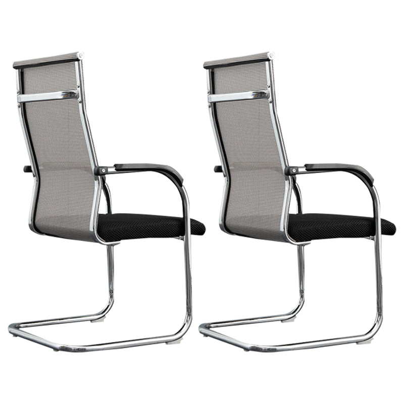 Modern Style Microfiber Office Chair Chrome Metal Base Desk Chair Beige 2 Piece Set High-Back (Over 22 in.) Clearhalo 'furn' 'furn_office_chair' 'Furniture' 'Office Chairs' 'Office Furniture' 'office_chair' 5497152