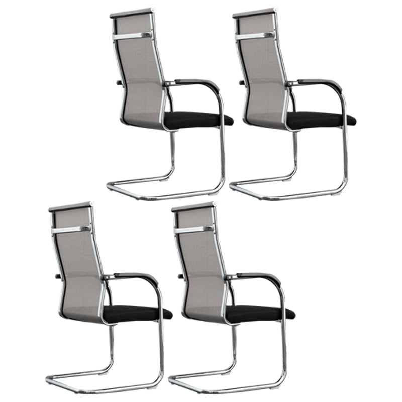 Modern Style Microfiber Office Chair Chrome Metal Base Desk Chair Beige 4 Piece Set High-Back (Over 22 in.) Clearhalo 'furn' 'furn_office_chair' 'Furniture' 'Office Chairs' 'Office Furniture' 'office_chair' 5497153