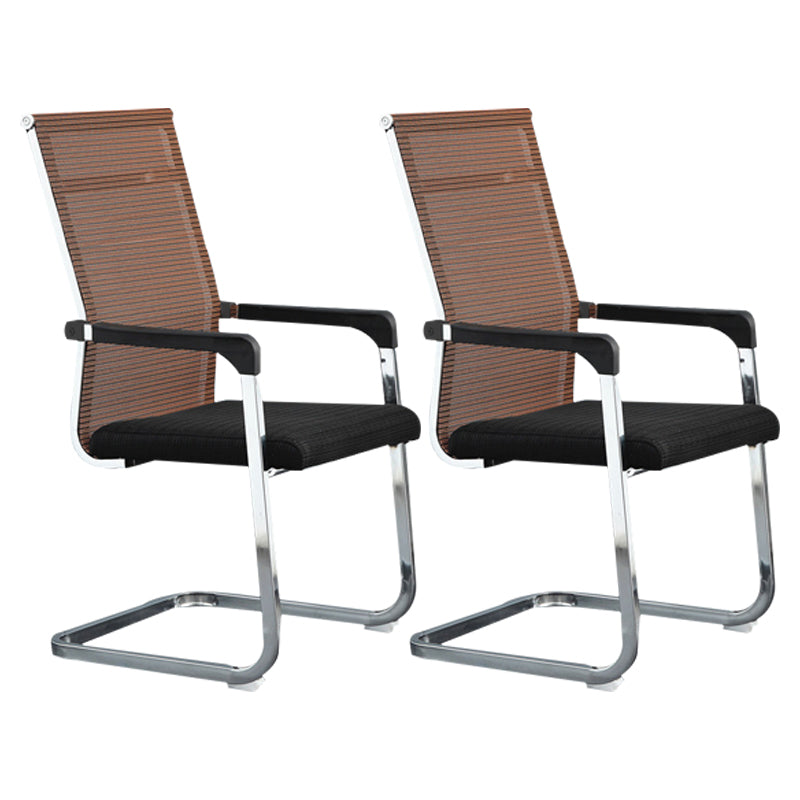 Modern Style Microfiber Office Chair Chrome Metal Base Desk Chair Orange 2 Piece Set High-Back (Over 22 in.) Clearhalo 'furn' 'furn_office_chair' 'Furniture' 'Office Chairs' 'Office Furniture' 'office_chair' 5497155