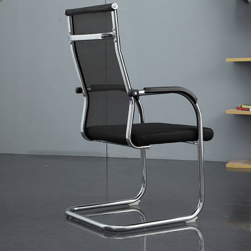 Modern Style Microfiber Office Chair Chrome Metal Base Desk Chair Textured Black 1 Piece High-Back (Over 22 in.) Clearhalo 'furn' 'furn_office_chair' 'Furniture' 'Office Chairs' 'Office Furniture' 'office_chair' 5497157