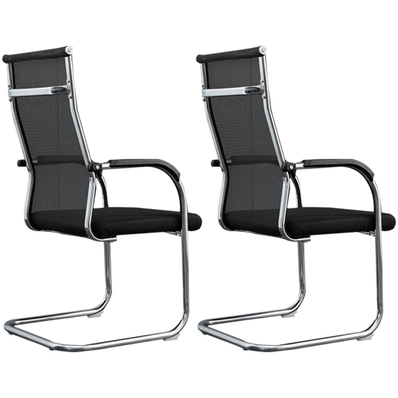 Modern Style Microfiber Office Chair Chrome Metal Base Desk Chair Textured Black 2 Piece Set High-Back (Over 22 in.) Clearhalo 'furn' 'furn_office_chair' 'Furniture' 'Office Chairs' 'Office Furniture' 'office_chair' 5497158