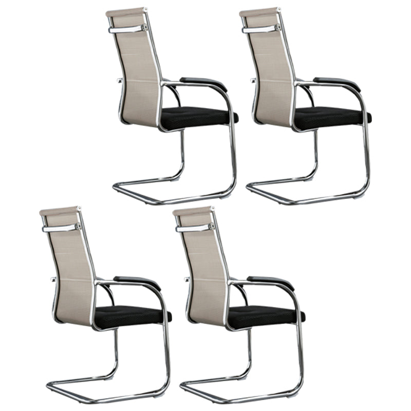 Modern Style Microfiber Office Chair Chrome Metal Base Desk Chair Off-White 4 Piece Set High-Back (Over 22 in.) Clearhalo 'furn' 'furn_office_chair' 'Furniture' 'Office Chairs' 'Office Furniture' 'office_chair' 5497162