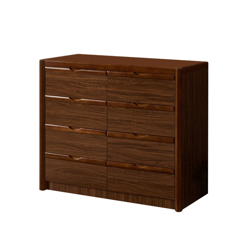 Casseggiatore di stoccaggio marrone in stile tradizionale in legno in legno massiccio con cassetti