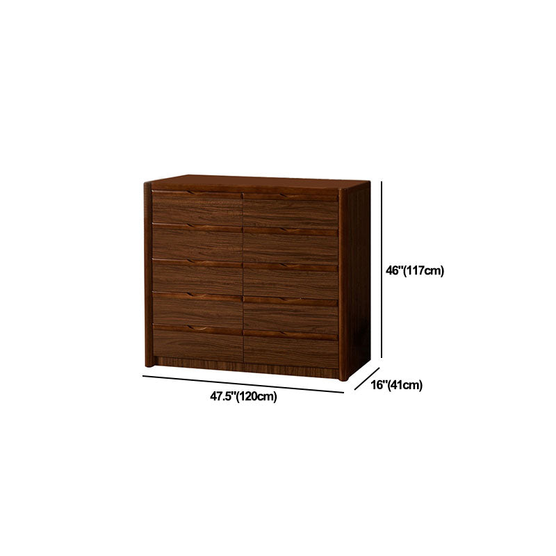 Casseggiatore di stoccaggio marrone in stile tradizionale in legno in legno massiccio con cassetti