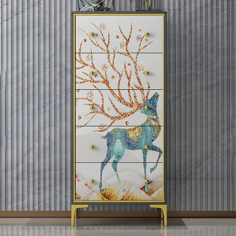 Cassetta di stoccaggio in legno verticale in stile moderno con 3/4 cassetti