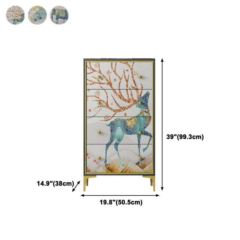 Cassetta di stoccaggio in legno verticale in stile moderno con 3/4 cassetti