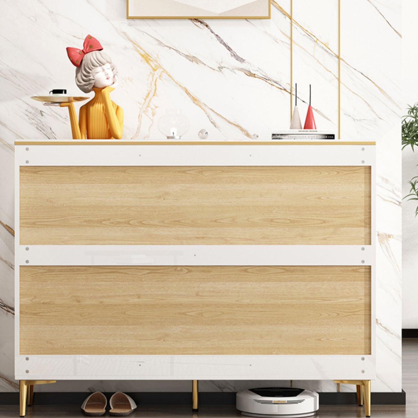 CAMPORE STANTE GLAM STILE CAMPIO DI PROPRIETTO IN LEGNO DI PROPRIETÀ CON MANURA NERA / GOLD